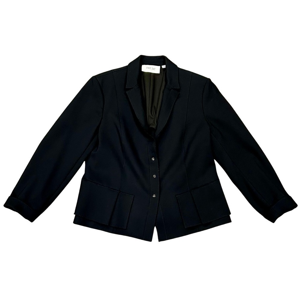 Per Se by Carlisle Black Peplum Blazer Jacket Size 12